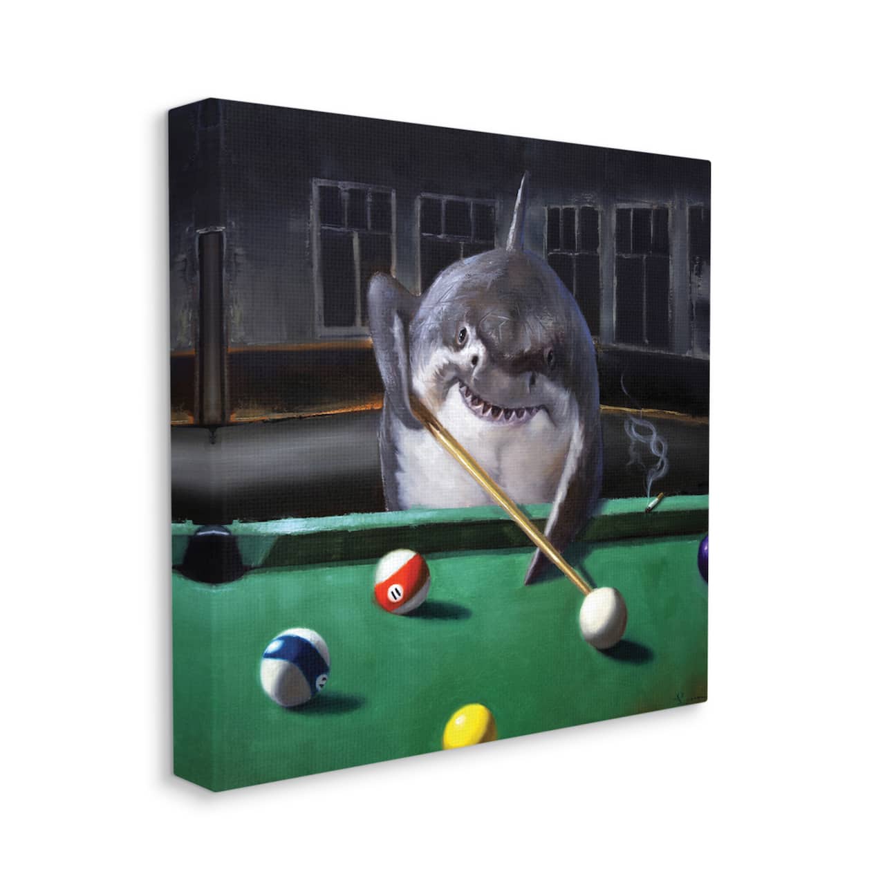 Stupell Industries Pool Shark Funny Marine Animal Bar Canvas Wall Art